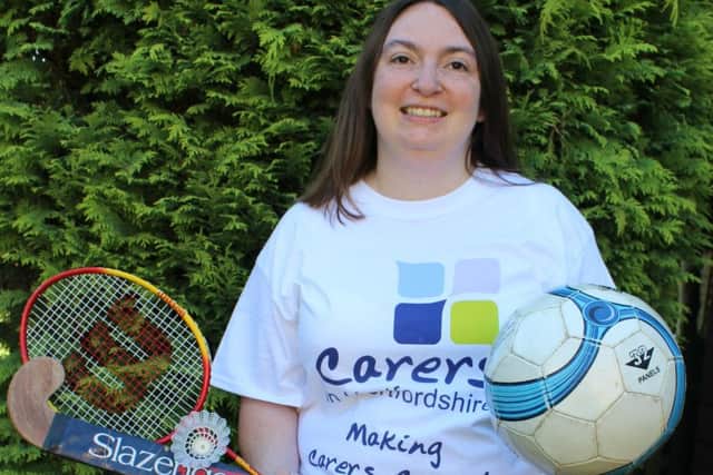 Clare Campbell, of Carers in Hertfordshire, gets ready for the young carers' sports sessions