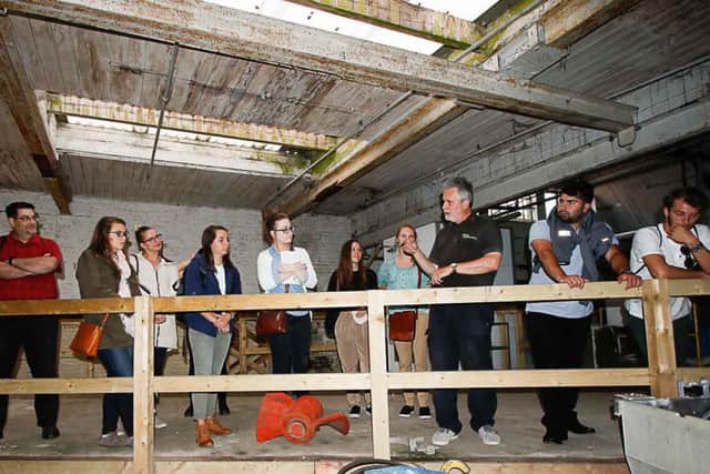 Students from Michigan University's Department of Packaging visit the Apsley Paper Train