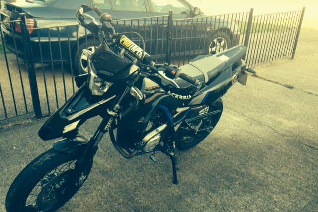 Mr Cooley's Yamaha WR125X, which was stolen from New Road in Northchurch