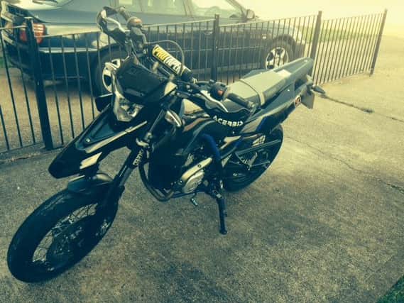 Mr Cooley's Yamaha WR125X, which was stolen from New Road in Northchurch