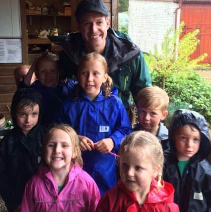 Children from Little Gaddesden Pre-school with Countryfile presenter Matt Baker
