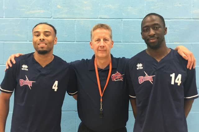 Coach Dave Allin with Leon Henry and Wayne Yeboah.