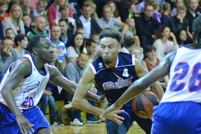 New signing Leon Henry in action on Saturday at Sportspace.