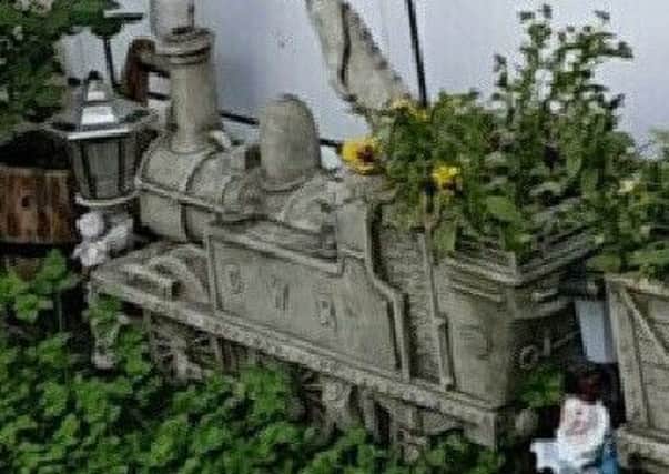 Steam train garden ornament