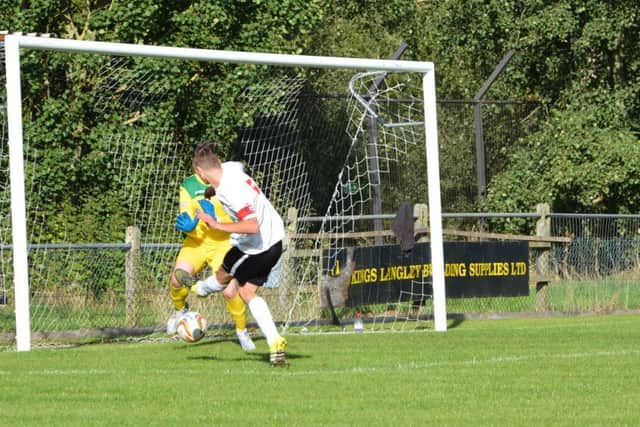 Connor Toomey scores for Kings Langley. Picture: Chris Riddell