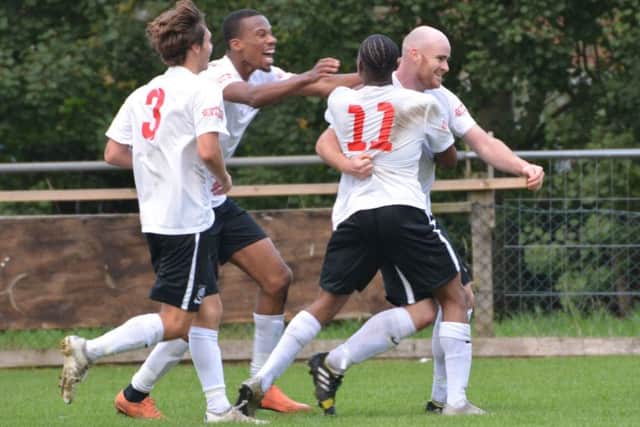 Joe Gallagher celebrates his late winner. Picture: Chris Riddell.