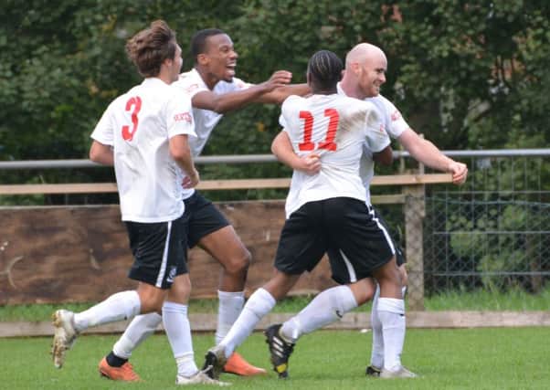 Joe Gallagher celebrates his late winner. Picture: Chris Riddell.