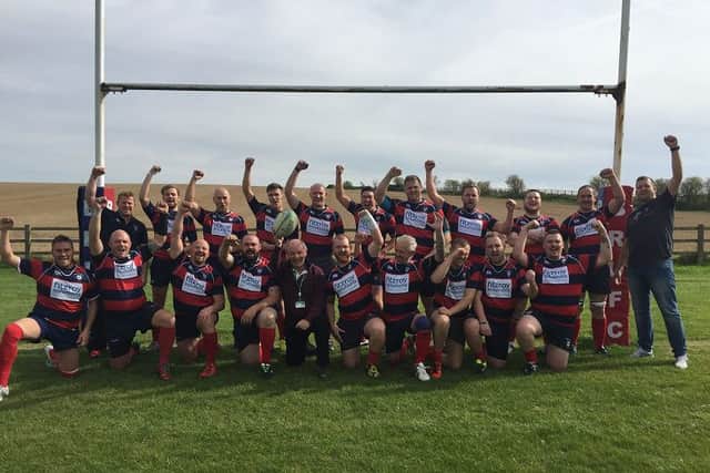 Berkhamsted RUFC team with Cllr Tom Ritchie