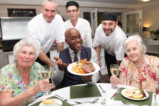 Ainsley Harriott samples a Carvery roast dinner at Water MIll House Care Home