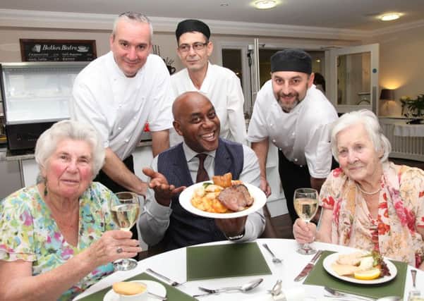 Ainsley Harriott samples a Carvery roast dinner at Water MIll House Care Home