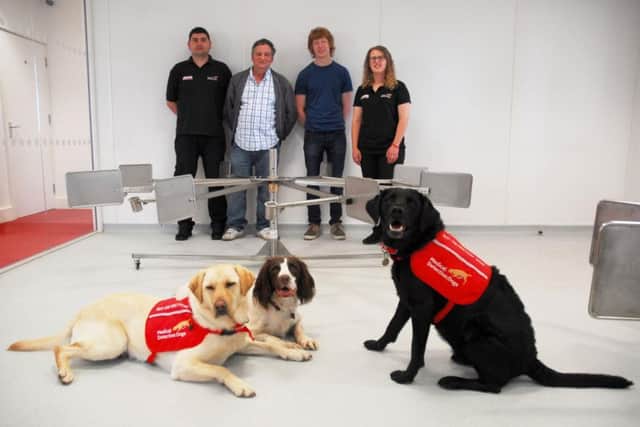 DEMAND engineer Malcolm Brown and student designer Luke Denby at Medical Detection Dogs