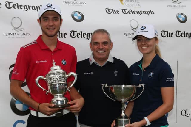 Hannah Screen with Harry Goddard and Paul McGinley.