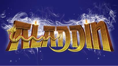 Aylesbury Waterside pantomime Aladdin, Christmas 2016. Starring Danny Colligan as Aladdin, Jasmin Walia as Princess Jasmine, Michelle Collins as the Genie of the Ring and Andy Collins as Wishee Washee