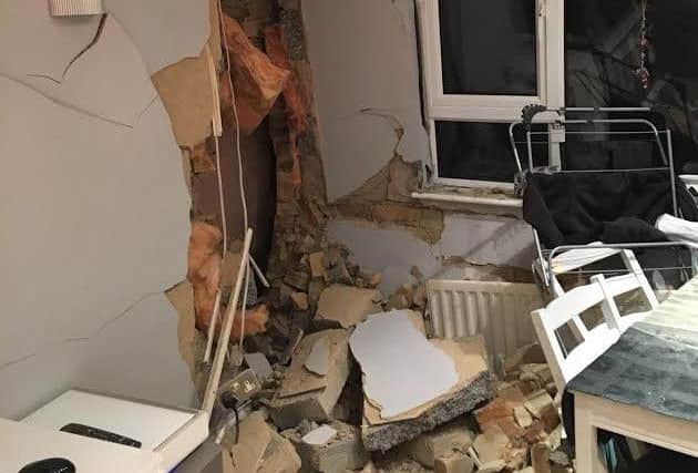 The aftermath of the crash at the Tunstalls' home in Cattsdell
