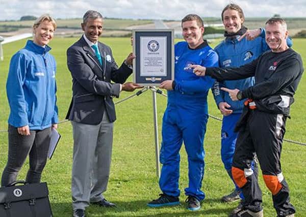 Martin Rees (third from right) set a Guinness World Record