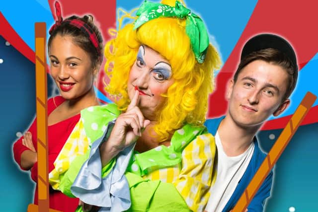 Kings Langley Players December 2016 production of Mother Goose starring from left to right Gemma Rees as Freya, Mike Crow as Mother Goose and Zach Bishop as Sven. PNL-161129-104358001