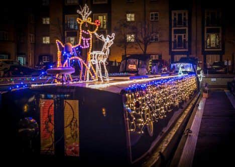 Decorated barges at Apsley Marina