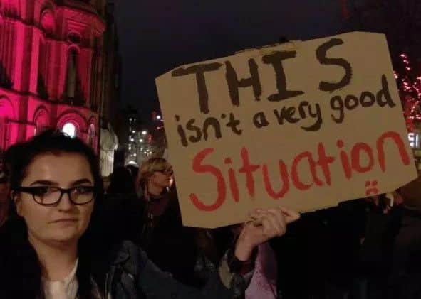A protester at one of last night's rallies (Photo: Dean Kirby/i)