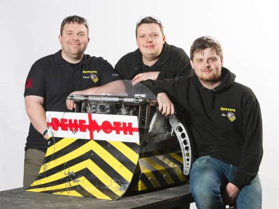 Ant Pritchard (centre) appeared on Robot Wars as part of Team Behemoth. Picture by Alan Peebles.