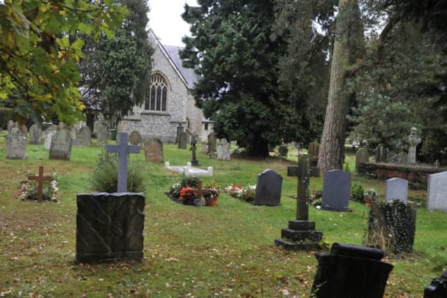 The graveyard at St. Paul's Church in Chipperfield is full