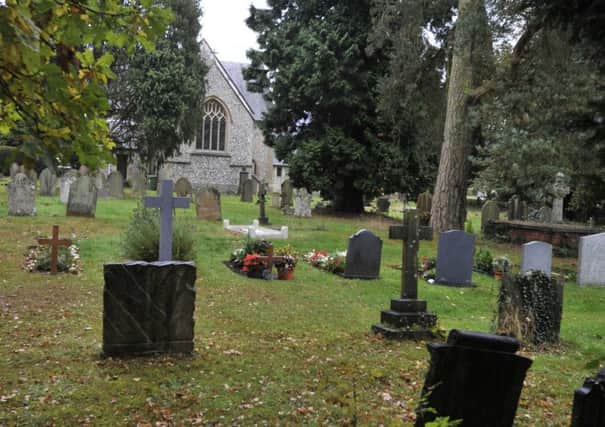 The graveyard at St. Paul's Church in Chipperfield is full