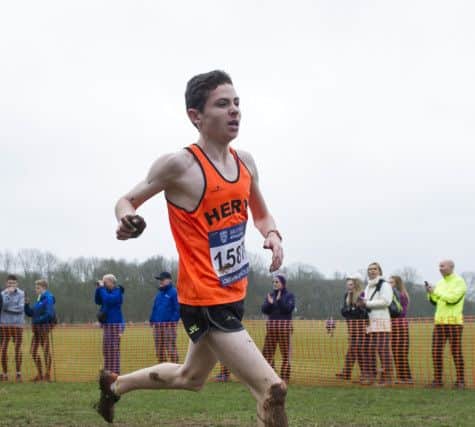 Kristian Imroth competing in the U15 Boy's race at the British Athletics Inter Counties Cross Country Championships