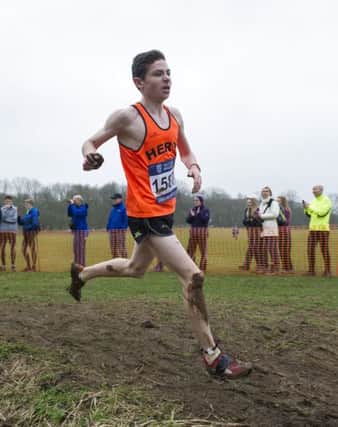 Kristian Imroth competing in the U15 Boy's race at the British Athletics Inter Counties Cross Country Championships