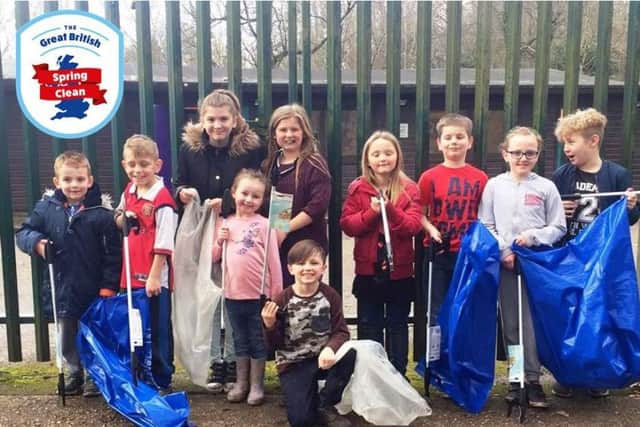 The kids at Bennetts End helped make woodland look nicer near their playground