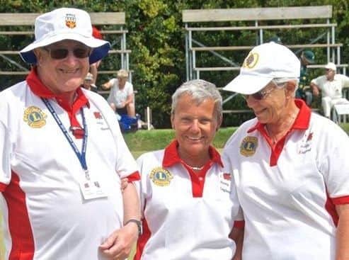 ngland team manager David Stott with Sarah Marshall and Linda Ralphs