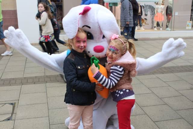 Katie and Mia with the Easter Bunny