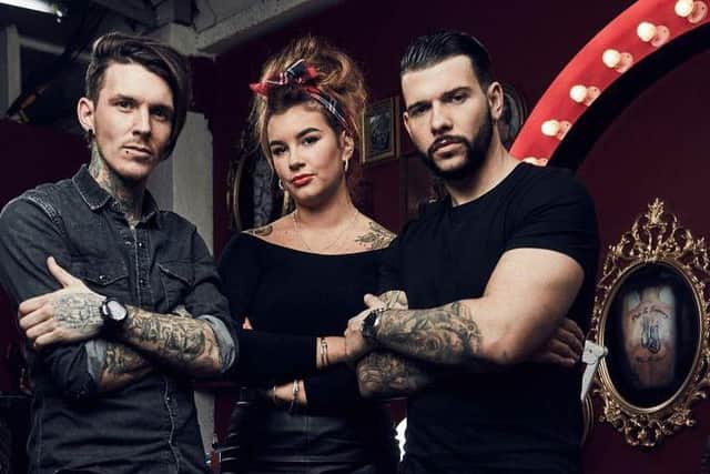 Jay Hutton, Alice Perrin and Steven Porter of E4's Tattoo Fixers