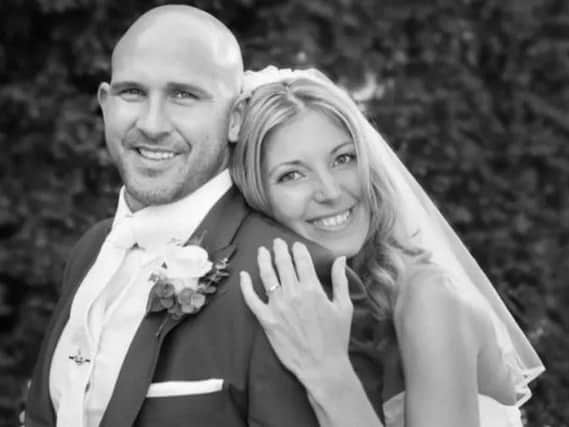 Daniel Cross pictured with his wife Nikki on their wedding day