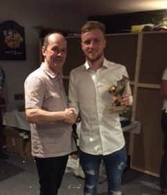 Trings managers player of the season Luke Dunstan with first-team boss Ian Richardson.