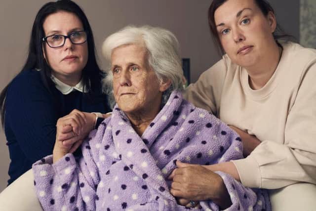 Natalie's sisters Kerry (left) and Jo comfort their mother Margaret