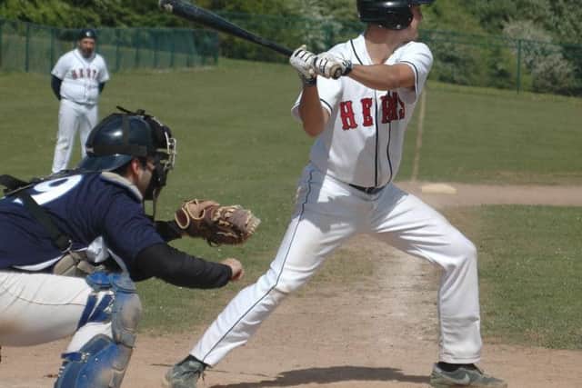 Tom Carson at bat for Herts Baseball Club's Raptors side
