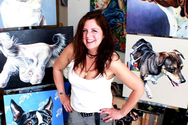 Artist Sara Abbott in her studio