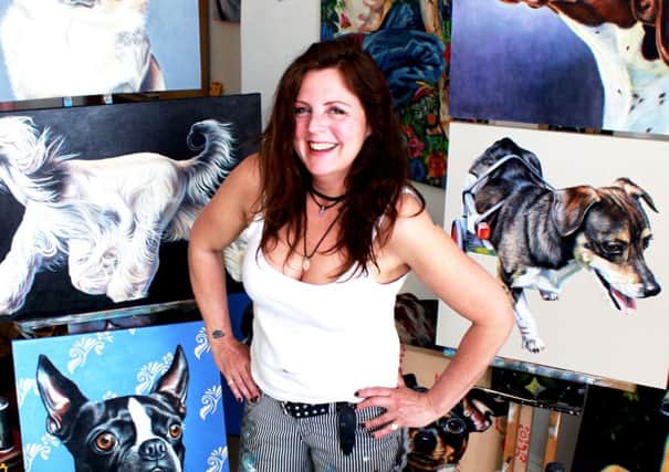 Artist Sara Abbott in her studio