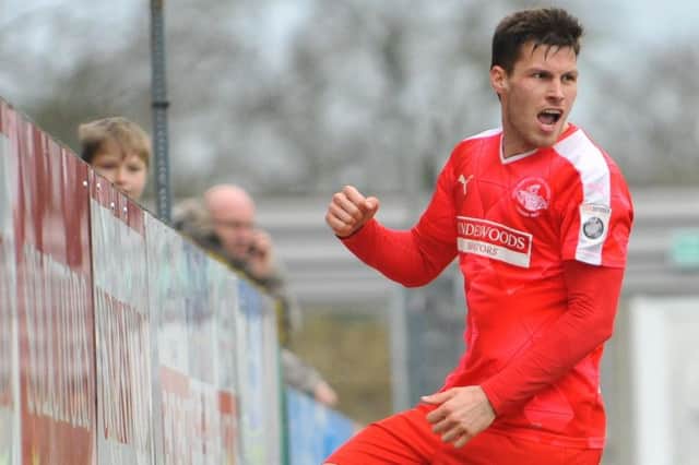 Striker Charlie Sheringham scored his first goal of the season this afternoon to put the Tudors 2-0 up at Hungerford.