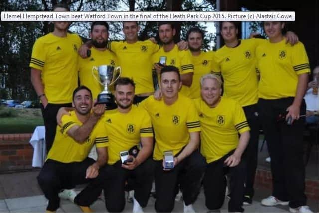 Flashback  the 2015 Heath Park Cup winners Hemel Hempstead CC, who beat Watford Town in the final. Those same two opponents could meet in the semi-finals of this years contest if Watford can beat Kings Langley