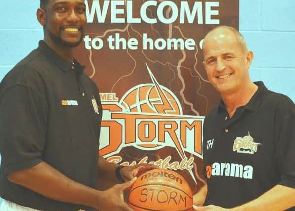 Hemel Storm chairman Tony Humphrey (right) welcomes new head coach Robert Youngblood to the club.