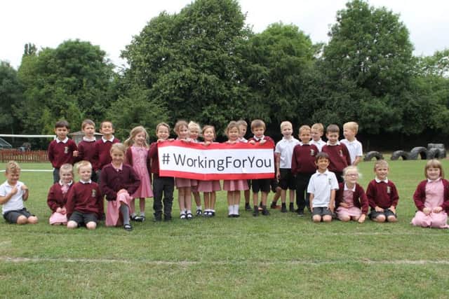 Children from Abbots Langley Primary School help launch the #WorkingForYou campaign