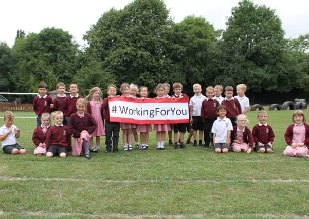 Children from Abbots Langley Primary School help launch the #WorkingForYou campaign