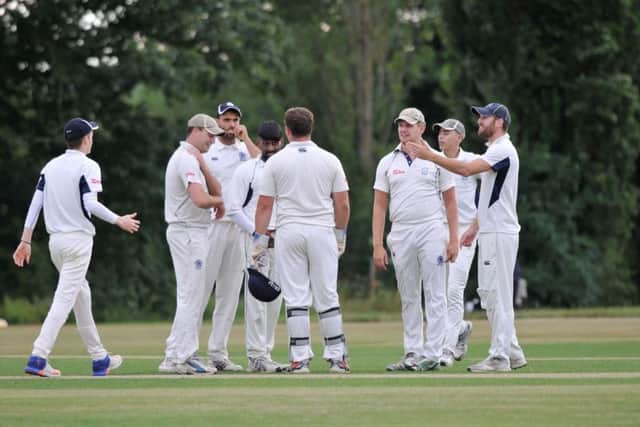 Kings Langley players celebrate taking a wicket
