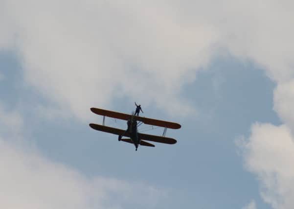 Mary Marshall on her wing walk