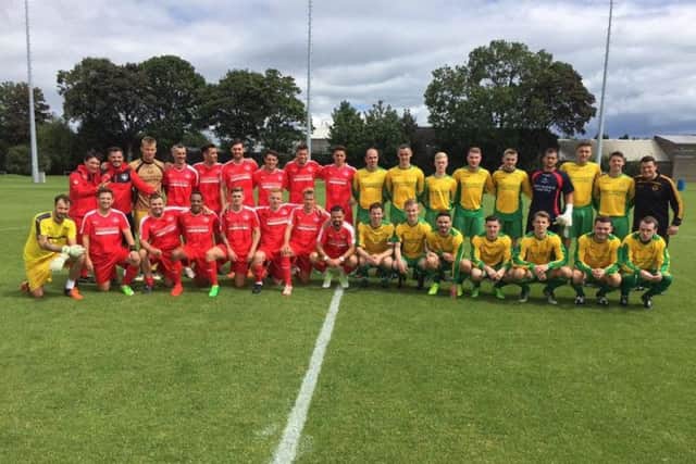 Hemel Town and Bangor Celtic line-up before their friendly in Dublin at the weekend