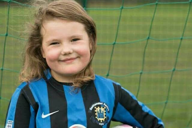 Macy, 8, in her Berkhamsted Raiders kit.