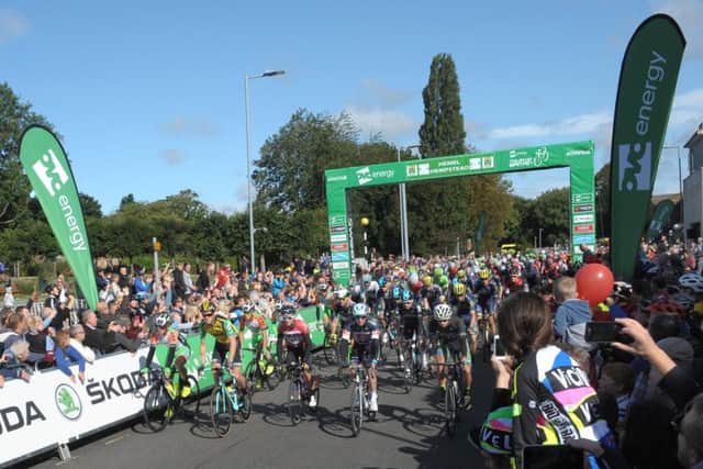The riders start the race in Hemel Hempstead
