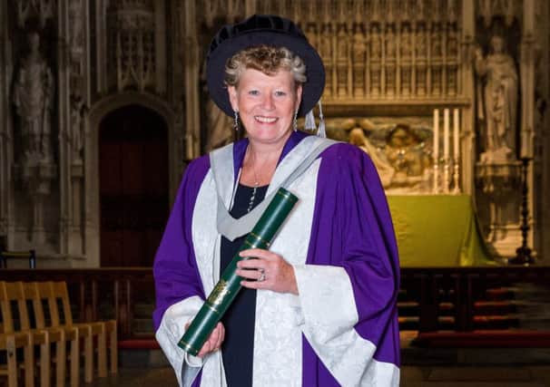 Dr Vivienne Cox from Hemel Hempstead receives her honorary award of Doctor of Science.