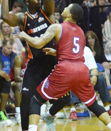 Hemel Storms David Ajumobi, who top-scored in Leicester on Saturday with 19 points. (Photo by Lin Titmuss).