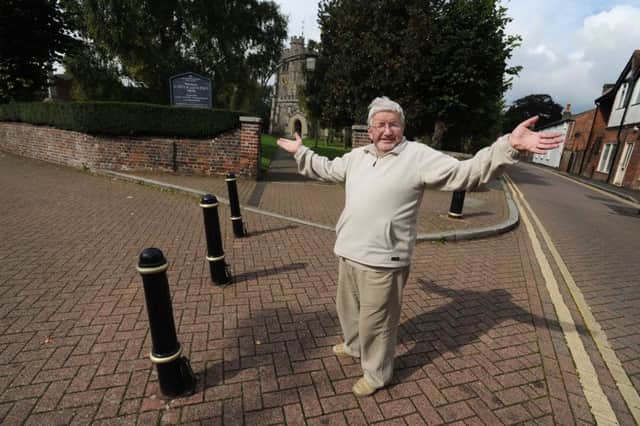 Martin Ramirez and the bollards he wants taken down for his daughter's wedding in Tring.